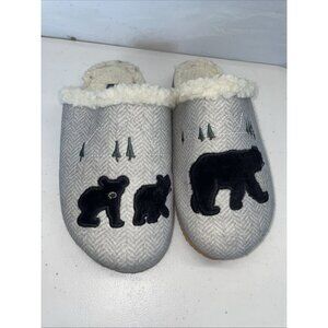 LANDS END Slippers Womens US Size 7‎ Sherpa Lined Mamma & Baby Bears Cute